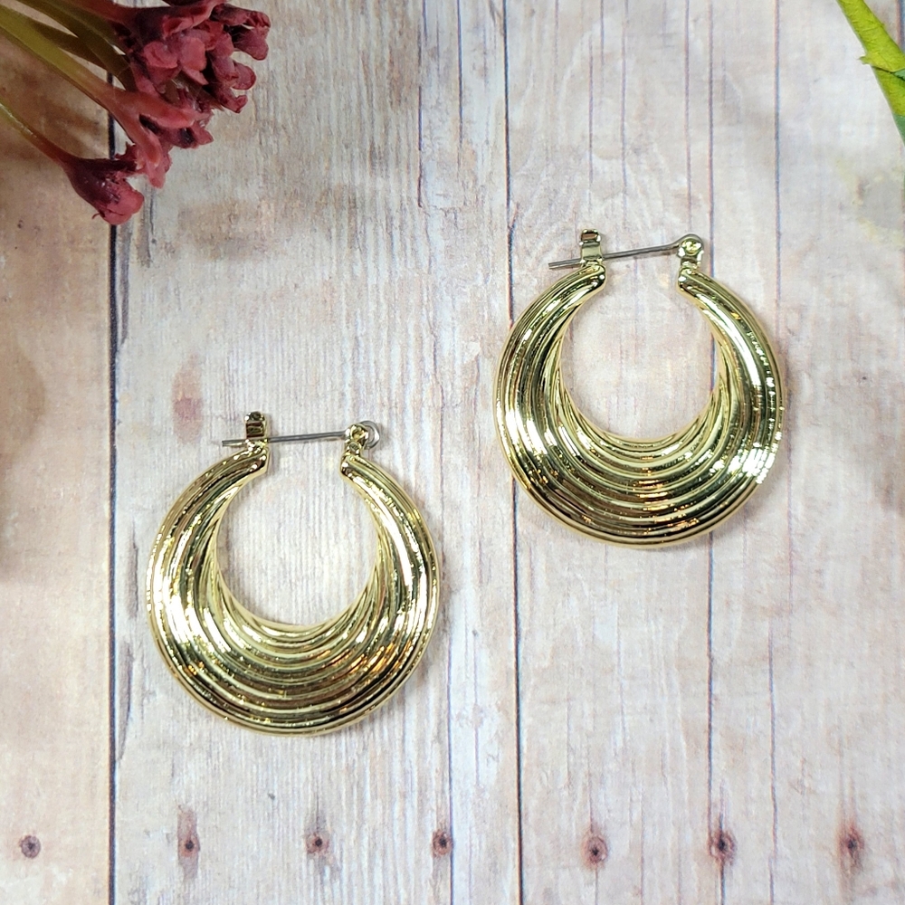 LUV AJ The Wave Gold Plate Hoop Earrings 1" Minimalist Luxury